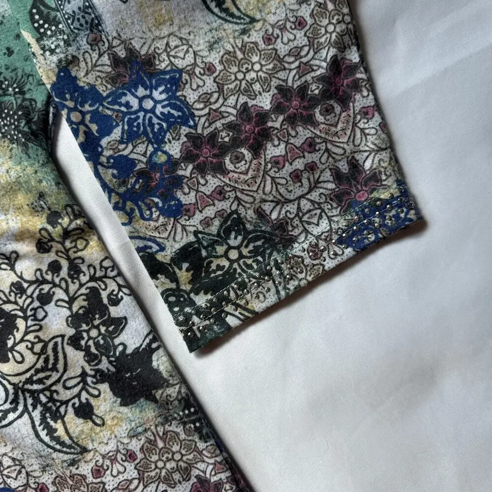 Gloria Vanderbilt Floral Top Womens Large Boho Chic Grunge Fairy Y2K Vibes - Picture 3 of 7